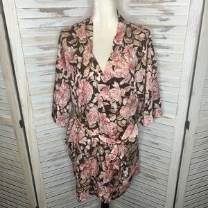 VINTAGE INNER MOST satin floral robe house coat M